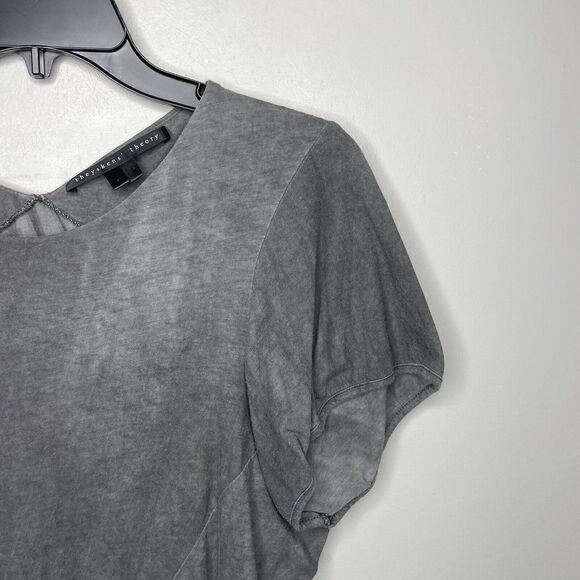 THEYSKENS THEORY Womens Gray Distressed Layered Top 100% Cotton Sz Small S - Picture 2 of 9